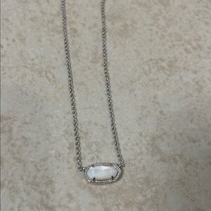 Kendra Scott Silver White Stone Pendant Necklace in Silver